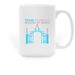 Mug with blue +Everywhere on the back, a White Large Coffee Mug