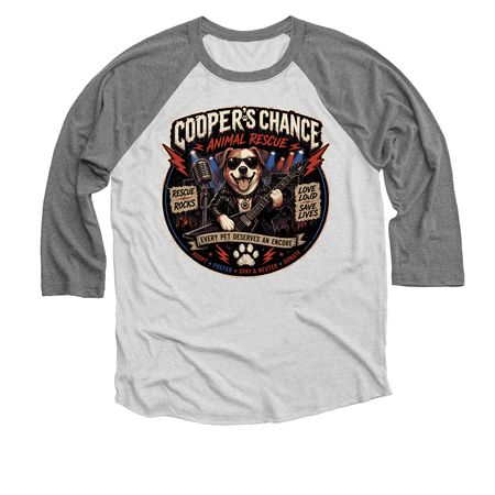 Rock On Rescue Limited Edition, a Premium Heather and Heather White 3/4 Sleeve Baseball Tee