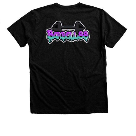 Uplifting Heroes, a Black Heather Premium Unisex Tee (back-view)