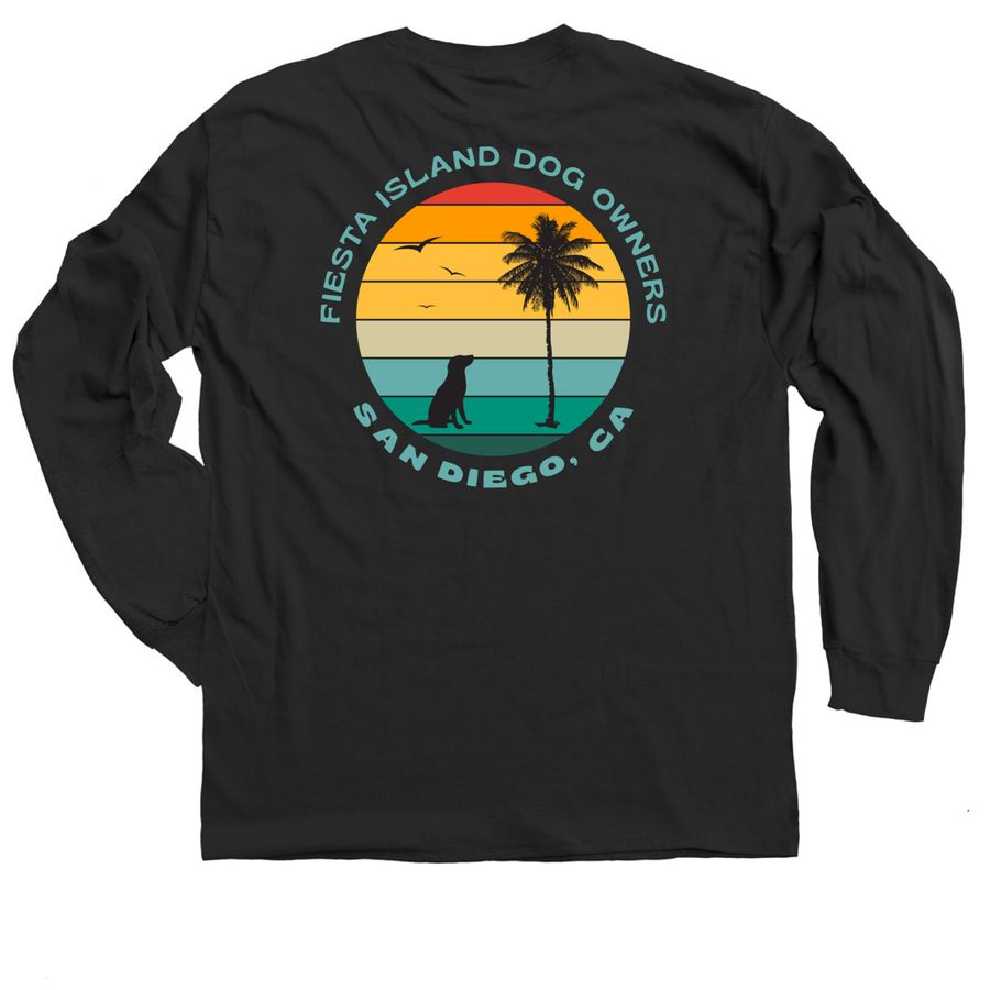 FIDO Sunset on Back ZipHoodie/Sweats/Tees, a Black Classic Long Sleeve Tee (back-view)