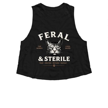Feral & Sterile, a Solid Black Blend Women?s Cropped Racerback Tank