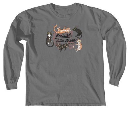 Stray Cat Alliance - Rescued, a Grey Comfort Colors Long Sleeve Tee