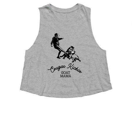 Cougar Kickin Goat Mama, a Athletic Heather Women's Cropped Racerback Tank