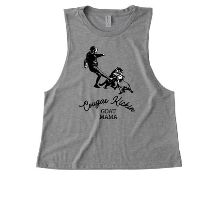 Cougar Kickin Goat Mama, a Aluminum Grey Allmade Eco Triblend Women?s Muscle Tank