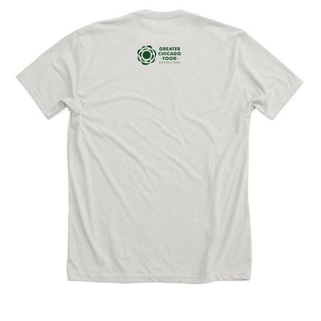 A Greater Chicago Starts With Me, a Heather Cement Premium Unisex Tee (back-view)