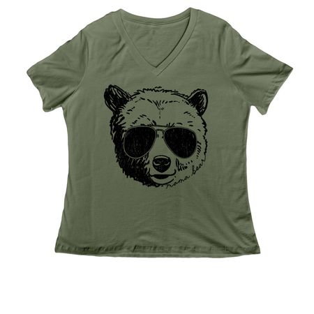 The Mama Bear Collection, a Military Green Women's Relaxed V-Neck Tee