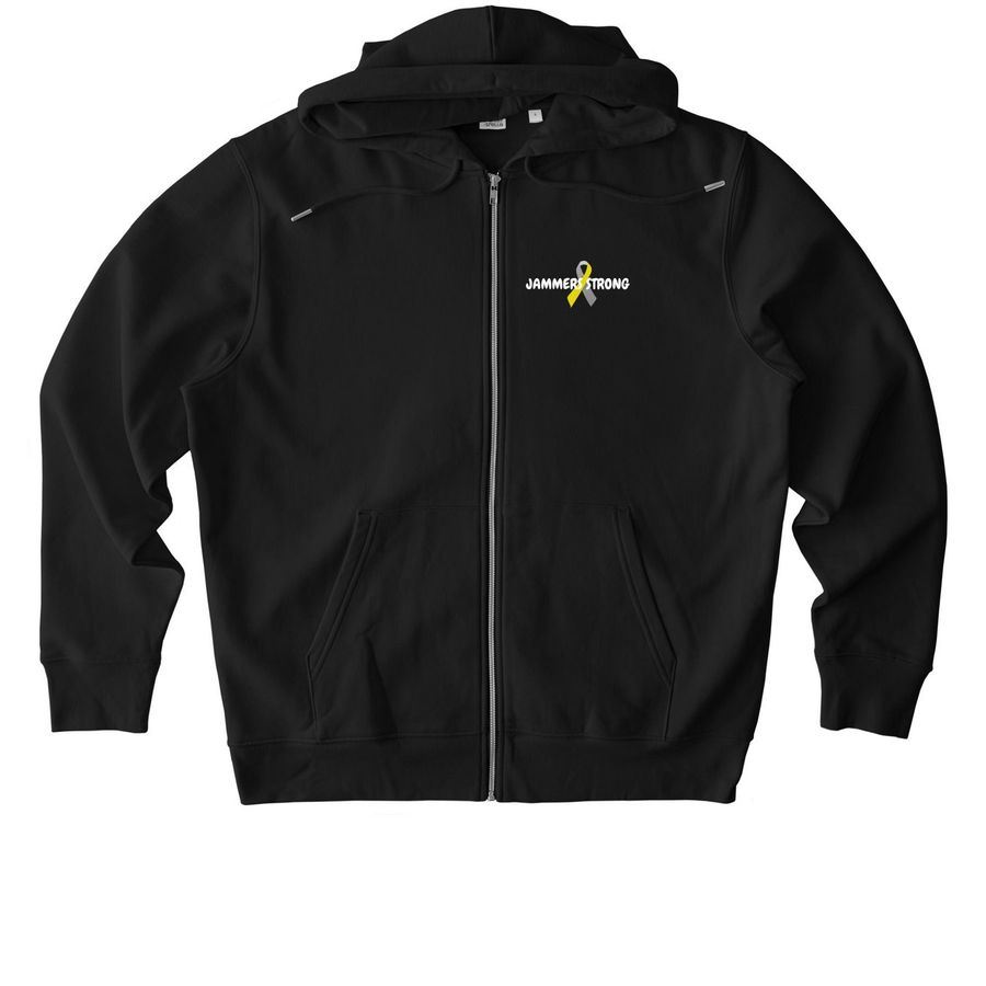 GO GOLD FOR CHILDHOOD CANCER, a Black Stanley/Stella Unisex Cultivator 2.0 Zip Up Pullover Hoodie