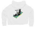 2025 ?F@!k It?s Hot!? DK9 Summer Line ??, a White Women?s Lightweight Cropped Hoodie (back-view)