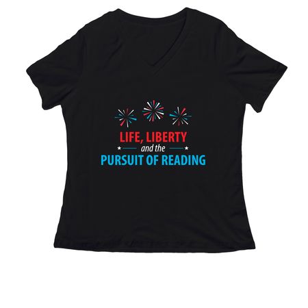 Pursuit of Reading apparel- dark colors, a Black Women's Relaxed V-Neck Tee