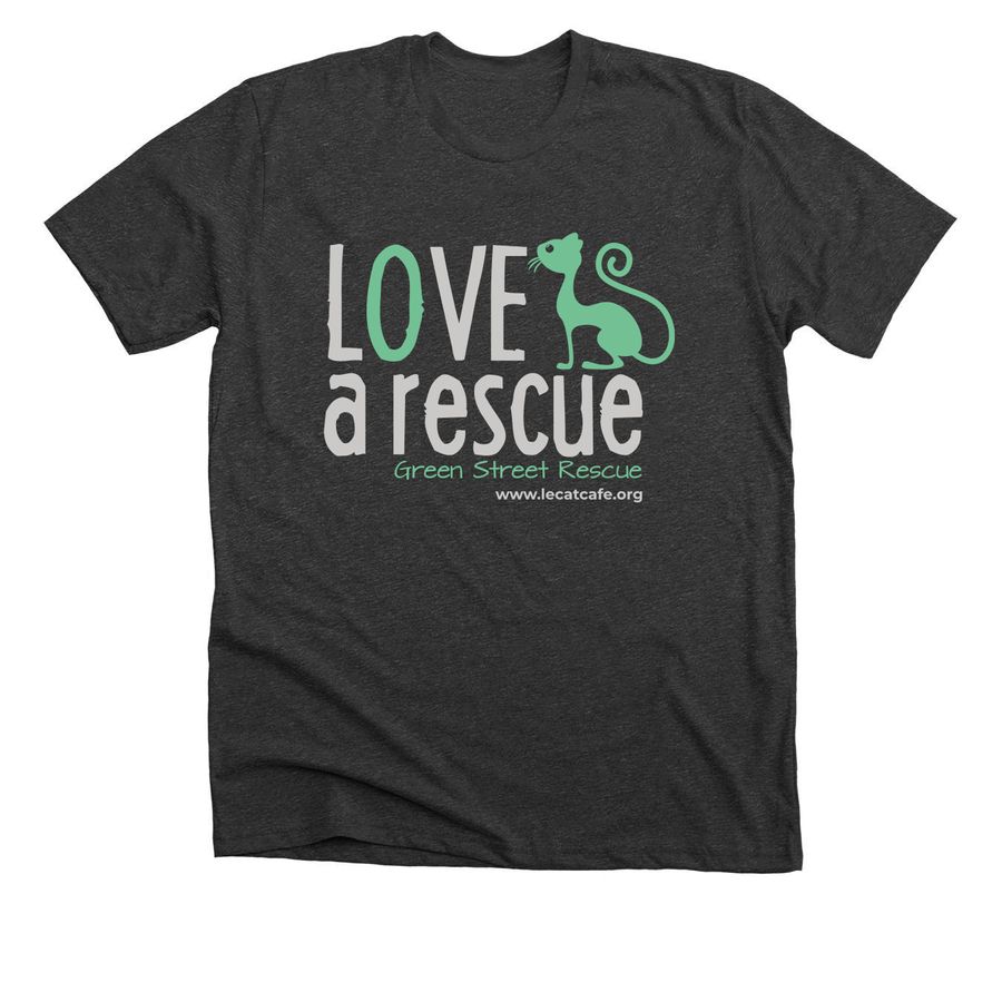 Love a Rescue, a Dark Grey Heather Premium Unisex Tee