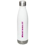 Rock the PINK!, a White Stainless Steel Water Bottle (back-view)