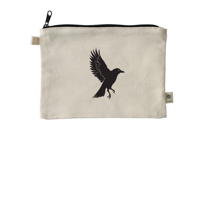 The Black Bird Oracle Deck Pouch, a Natural 9"x7" Hemp Blend Pouch