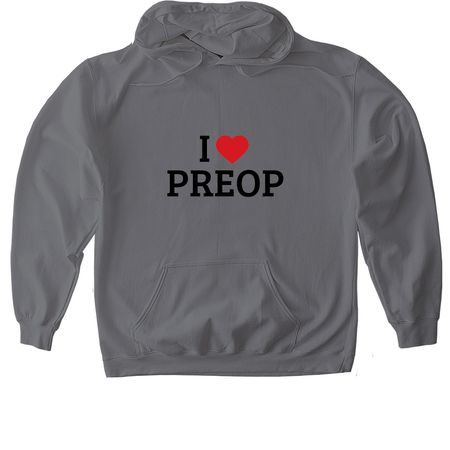I Heart Preop, a Charcoal Gildan Softstyle Pullover Hoodie