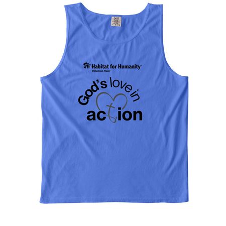 God's Love in Action - Colorful, a Flo Blue Comfort Colors Tank Top