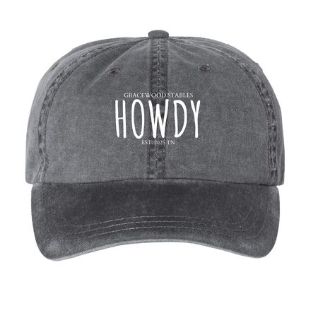 Gracewood Stables Hat, a Black Printed Pigment Dye Baseball Cap