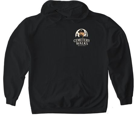 Cemetery Walks with Miki, a Black Gildan Softstyle Pullover Hoodie