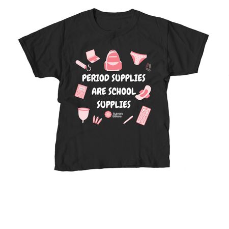 Period Supplies = School Supplies, a Black Youth Unisex Tee