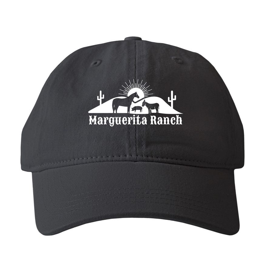 Dad Hat - OG Ranch Logo, a Black Printed Pigment Dye Baseball Cap