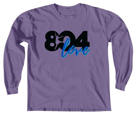 804 LOVE!, a Grape Comfort Colors Long Sleeve Tee