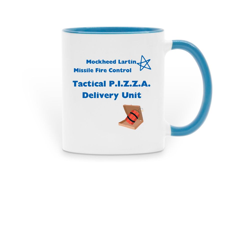 Tactical P.I.Z.Z.A, a Light Blue Two-Tone Ceramic Mug