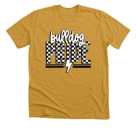 Bulldog PRIDE Checkered, a Heather Mustard Premium Unisex Tee