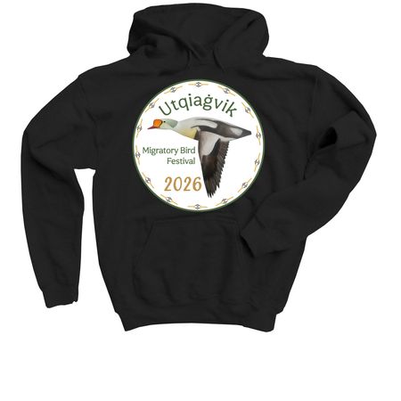 Utqiagvik Migratory Bird Fest '26 Apparel, a Black Youth Pullover Hoodie
