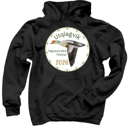 Utqiagvik Migratory Bird Fest '26 Apparel, a Black Pullover Hoodie