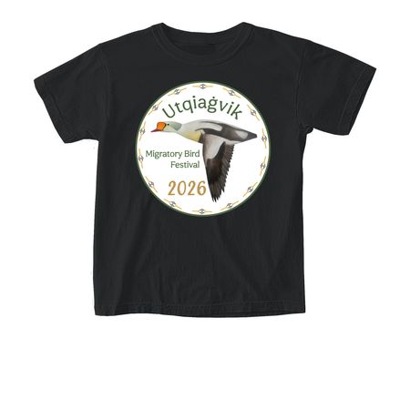 Utqiagvik Migratory Bird Fest '26 Apparel, a Black Comfort Colors Youth Tee