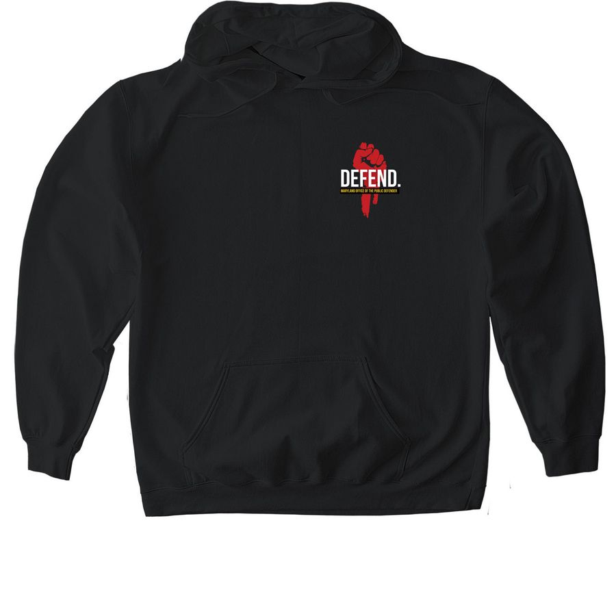 Defend. Zip Options!, a Black Gildan Softstyle Pullover Hoodie