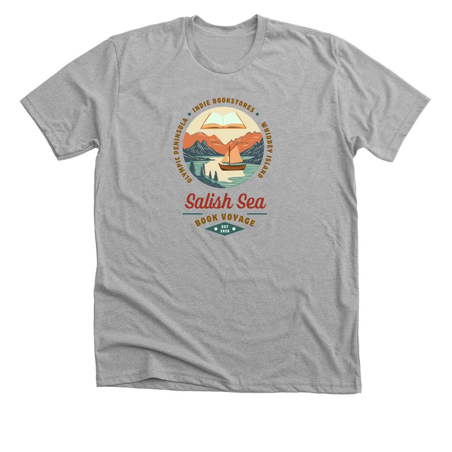 Salish Sea Book Voyage, a Athletic Heather Premium Unisex Tee