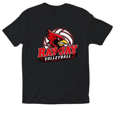 Ray jay volleyball, a Black Softstyle Cotton Tee