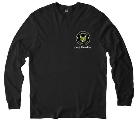 Corgi CleanUps Crew Brewed Wild Cleaned Right, a Deep Black Allmade Organic Cotton Long Sleeve Tee