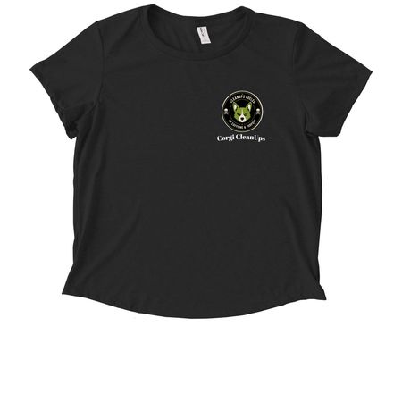Corgi CleanUps Crew Brewed Wild Cleaned Right, a Deep Black Allmade Eco Triblend Women?s Scoop Neck Tee