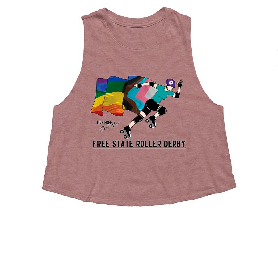 Pride Flag-1&nbsp;, a Heather Mauve Women's Cropped Racerback Tank
