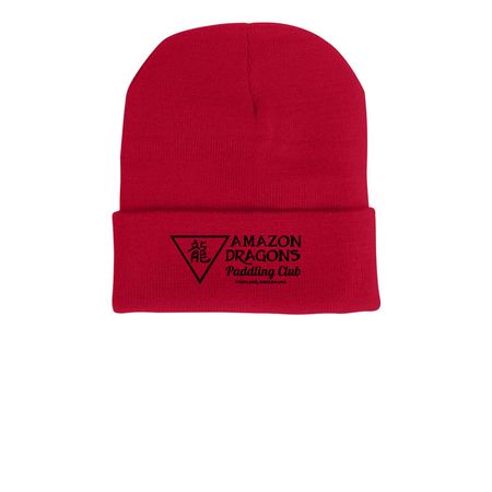 ADPC Black Logo Beanies, a Red Printed Cuffed Beanie