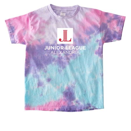 White LOGO, a Cotton Candy Youth Tie Dye Tee