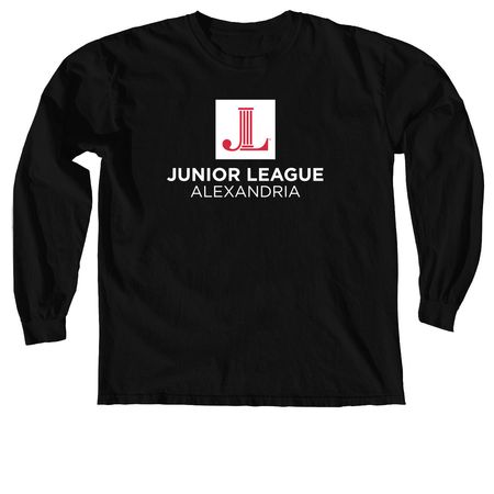 White LOGO, a Black Comfort Colors Long Sleeve Tee