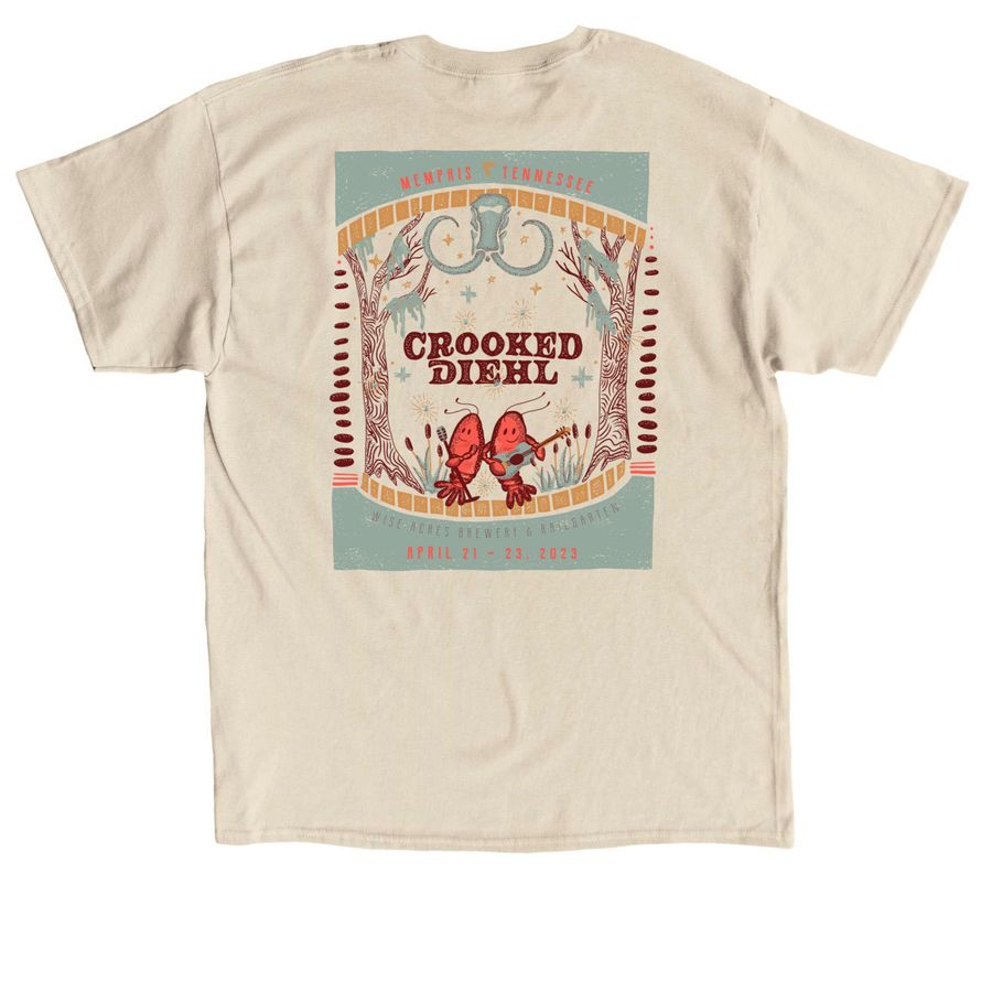 Crooked Diehl Limited Edition Crawdad Tee, a Sand Classic Unisex Tee (back-view)
