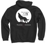 #JDstrong, a Black Pullover Hoodie (back-view)