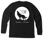 #JDstrong, a Solid Black Blend Premium Long Sleeve Tee (back-view)