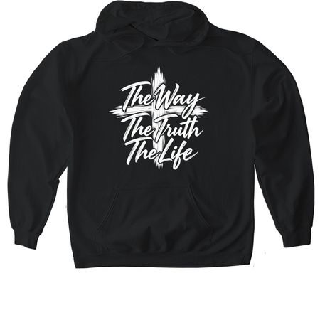 The Way, The Truth, The Life, a Black Gildan Softstyle Pullover Hoodie