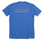 Kiss My Asana 2026, a Heather True Royal Premium Unisex Tee (back-view)