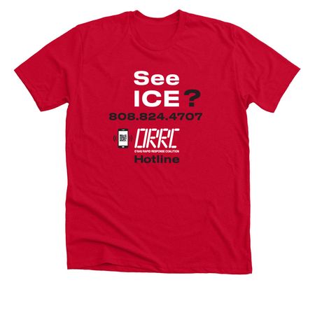 Red Shirts (design on front only), a Solid Red Blend Premium Unisex Tee