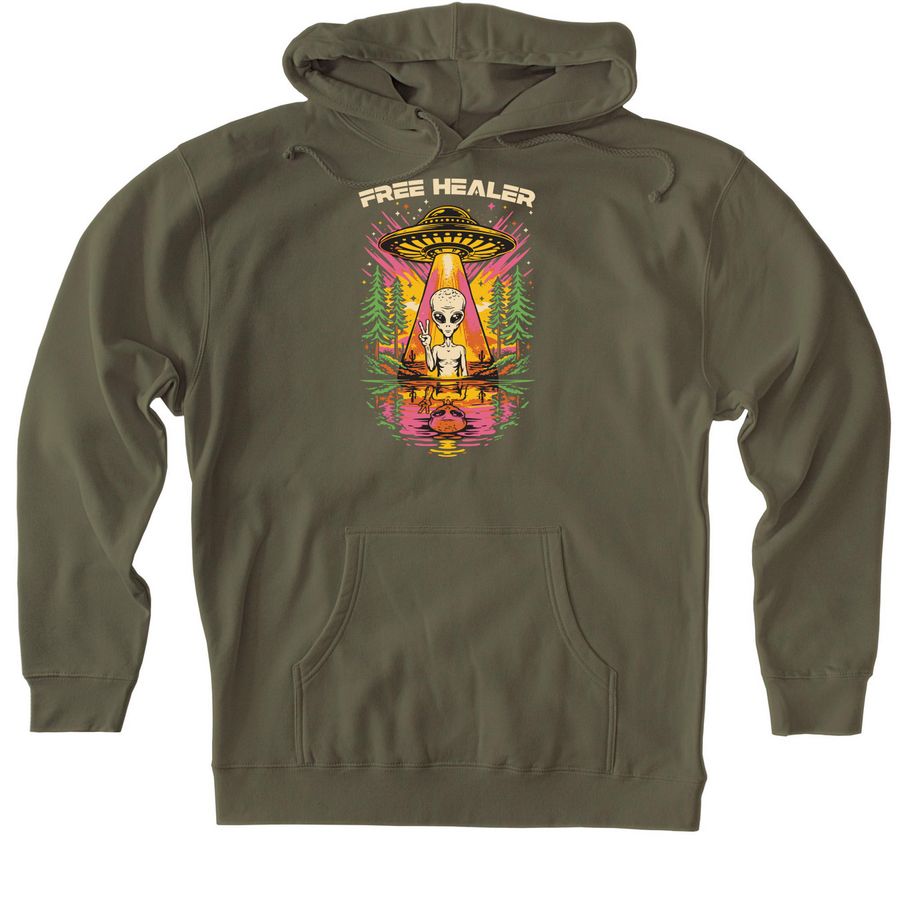FREE HEALER, a Army Heavyweight Pullover Hoodie