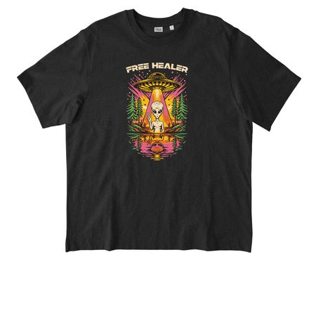 FREE HEALER, a Dark Heather Grey Stanley/Stella Unisex Freestyler Heavyweight Tee