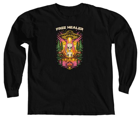 FREE HEALER, a Black Comfort Colors Long Sleeve Tee