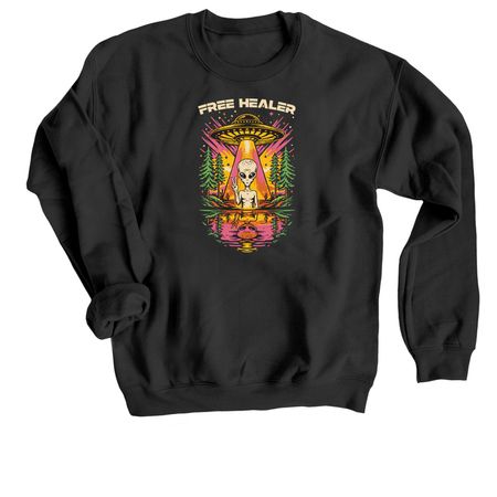 FREE HEALER, a Black Crewneck Sweatshirt