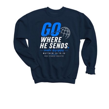 NEBC Youth - Go, a Navy Youth Crewneck Sweatshirt