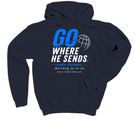 NEBC Youth - Go, a Navy Youth Pullover Hoodie