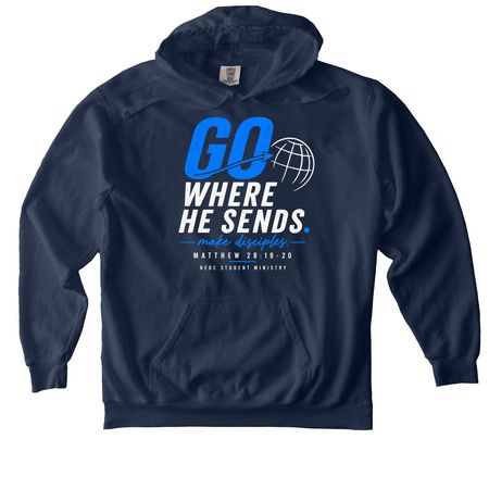 NEBC Youth - Go, a True Navy Comfort Colors Pullover Hoodie